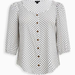 Torrid -  Rayon Slub Button-Front Puff Sleeve Top Size 2